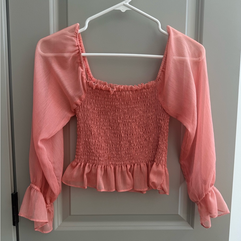 Le Lis Coral Smocked Blouse